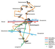 Karte über die Busverbindungen von und nach Westerkappeln